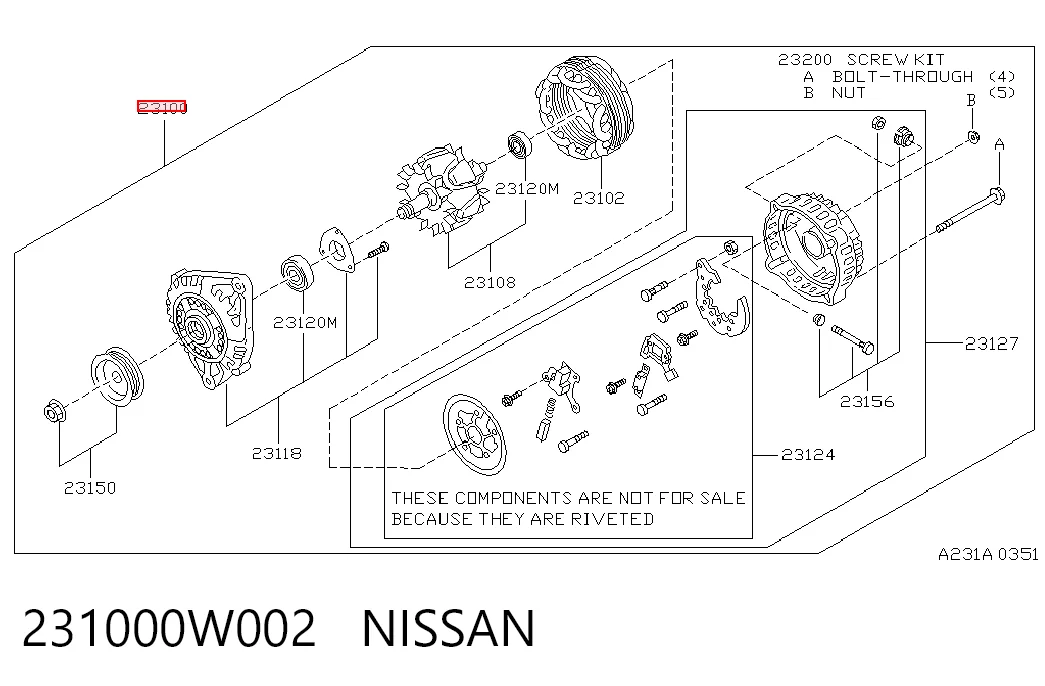 231000W002 Nissan/Infiniti Alternador de coche