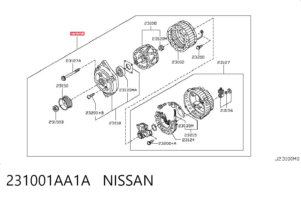 231001AA1A Nissan/Infiniti Alternador de coche