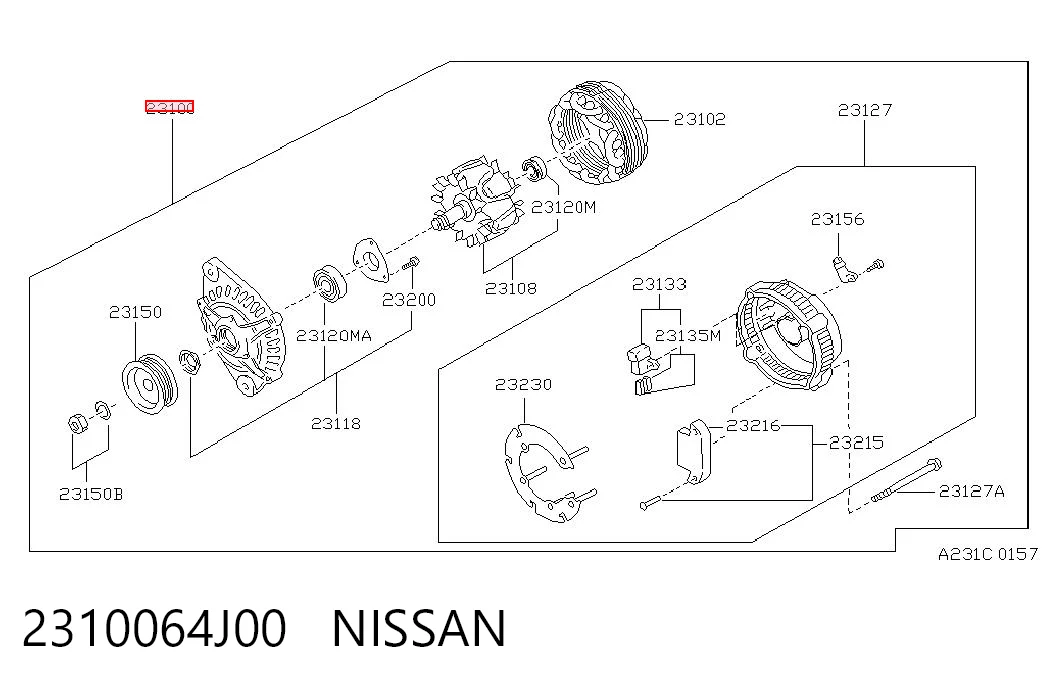 2310064J00 Nissan/Infiniti Alternador de coche