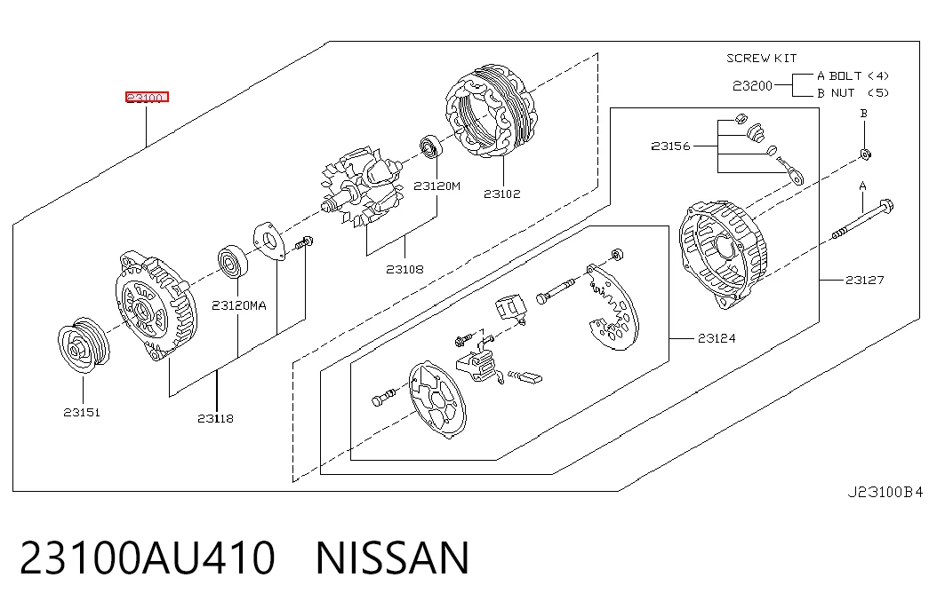 Alternador 23100AU410 NISSAN