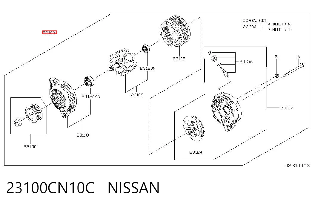 23100CN10C Nissan/Infiniti Alternador de coche