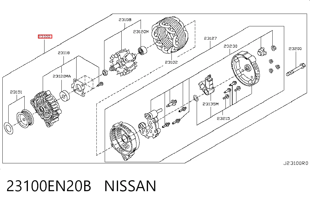 Alternador 23100EN20B NISSAN