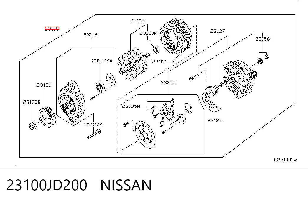 23100JD200 Nissan/Infiniti Alternador de coche