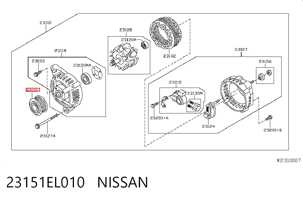 Polea alternador para Nissan Qashqai J10