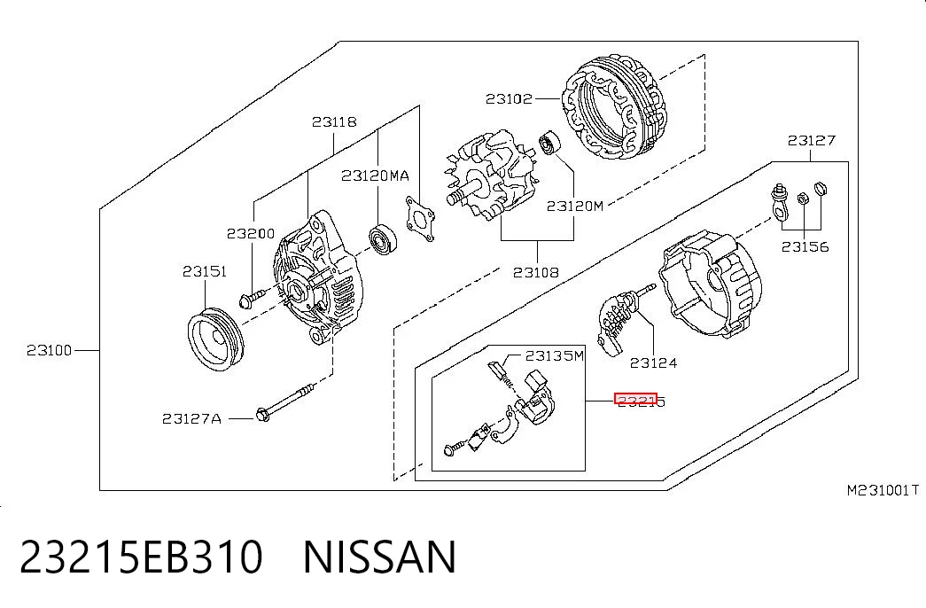 Regulador del alternador 23215EB310 NISSAN