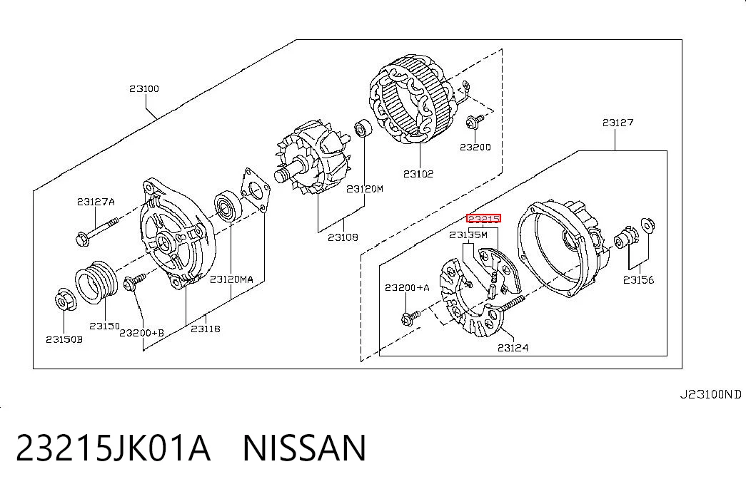 Regulador de voltaje del alternador 23215JK01A NISSAN