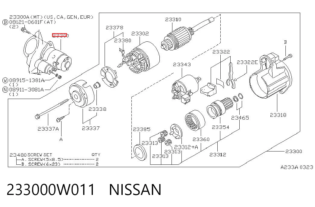 233000W011 Nissan/Infiniti Arranque motores