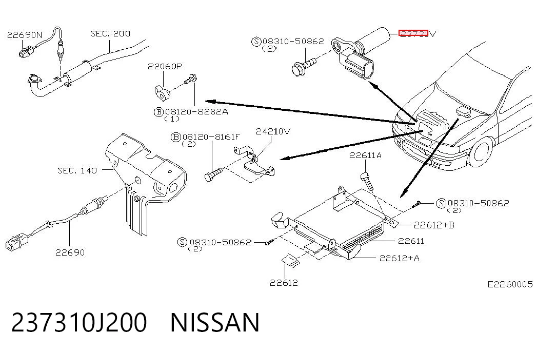 237310J200 Nissan/Infiniti Sensor de posición del cigüeñal