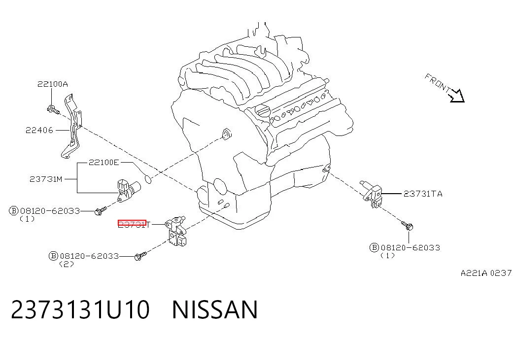 2373131U10 Nissan/Infiniti Sensor de posición del cigüeñal