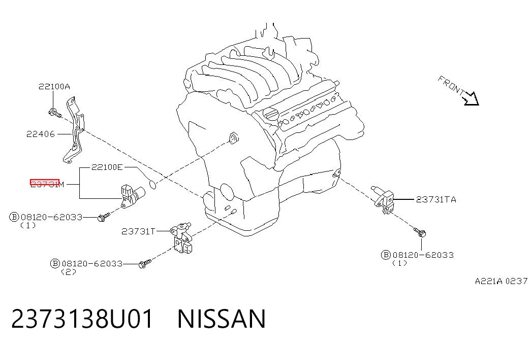 2373138U01 Nissan/Infiniti Sensor posición arbol de levas