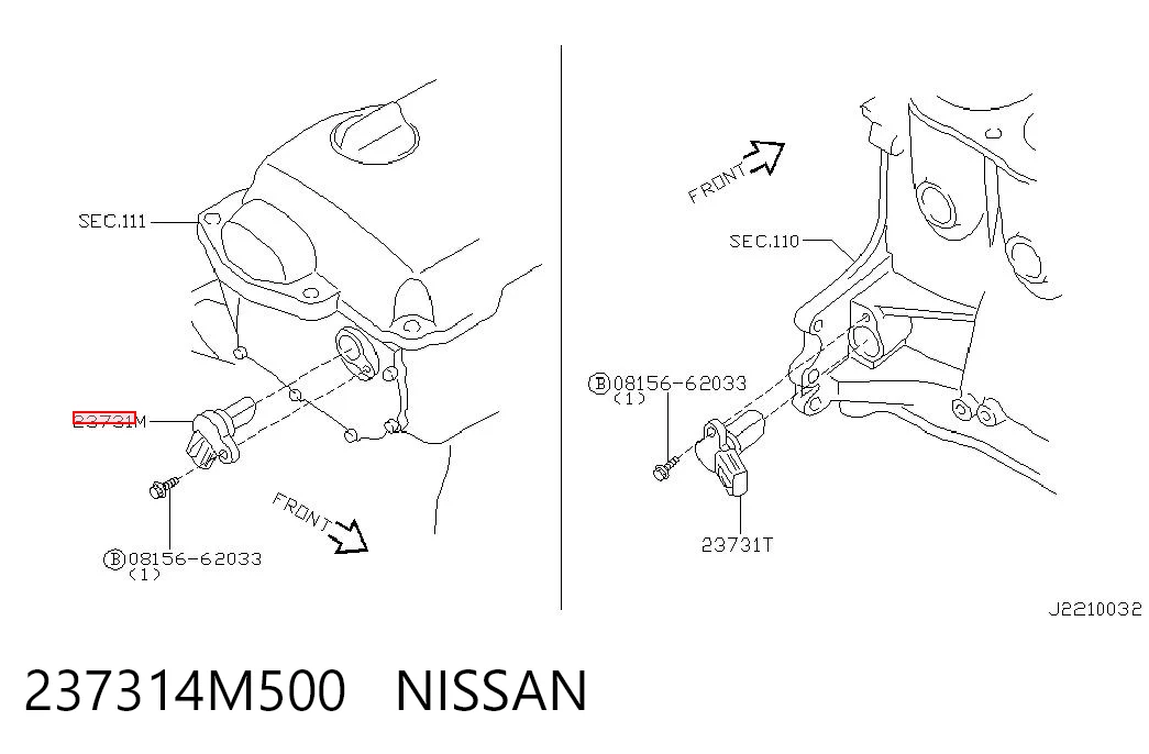 237314M500 Nissan/Infiniti Sensor posición arbol de levas