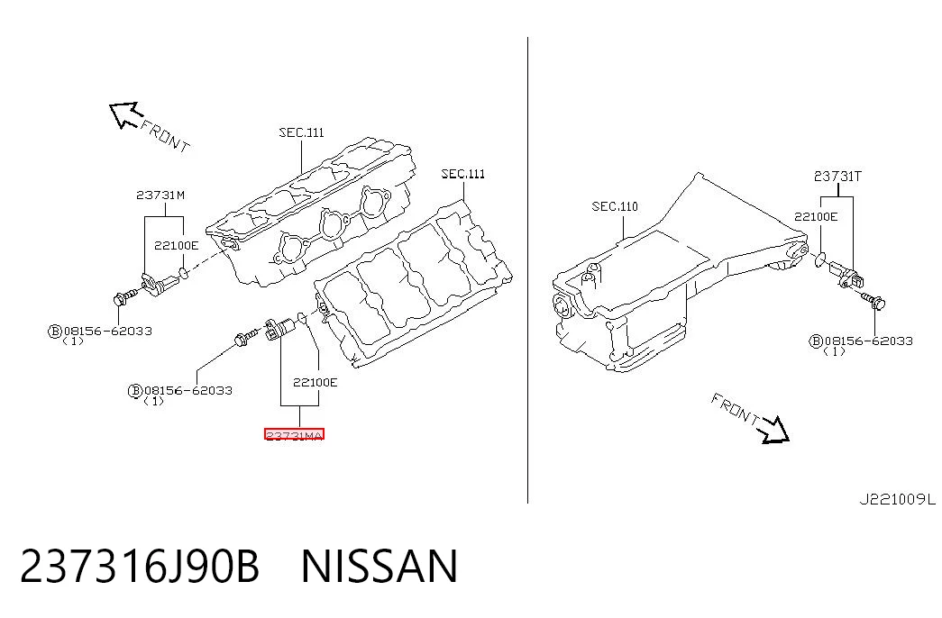 237316J90B Nissan/Infiniti Sensor posición arbol de levas