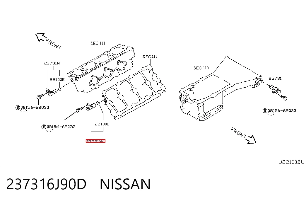 237316J90D Nissan/Infiniti Sensor posición arbol de levas