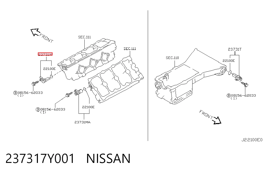 237317Y001 Nissan/Infiniti Sensor posición arbol de levas