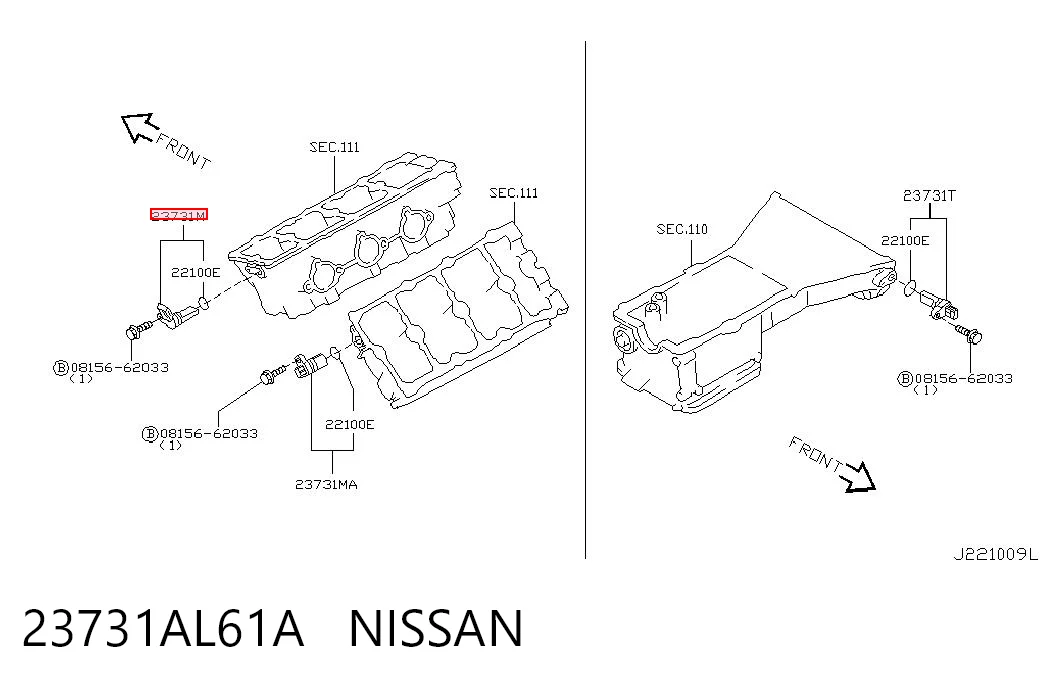 23731AL61A Nissan/Infiniti Sensor posición arbol de levas