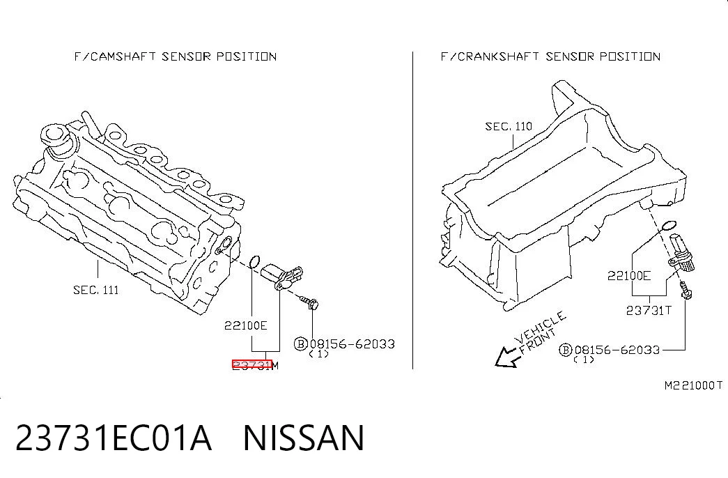23731EC01A Nissan/Infiniti Sensor posición arbol de levas