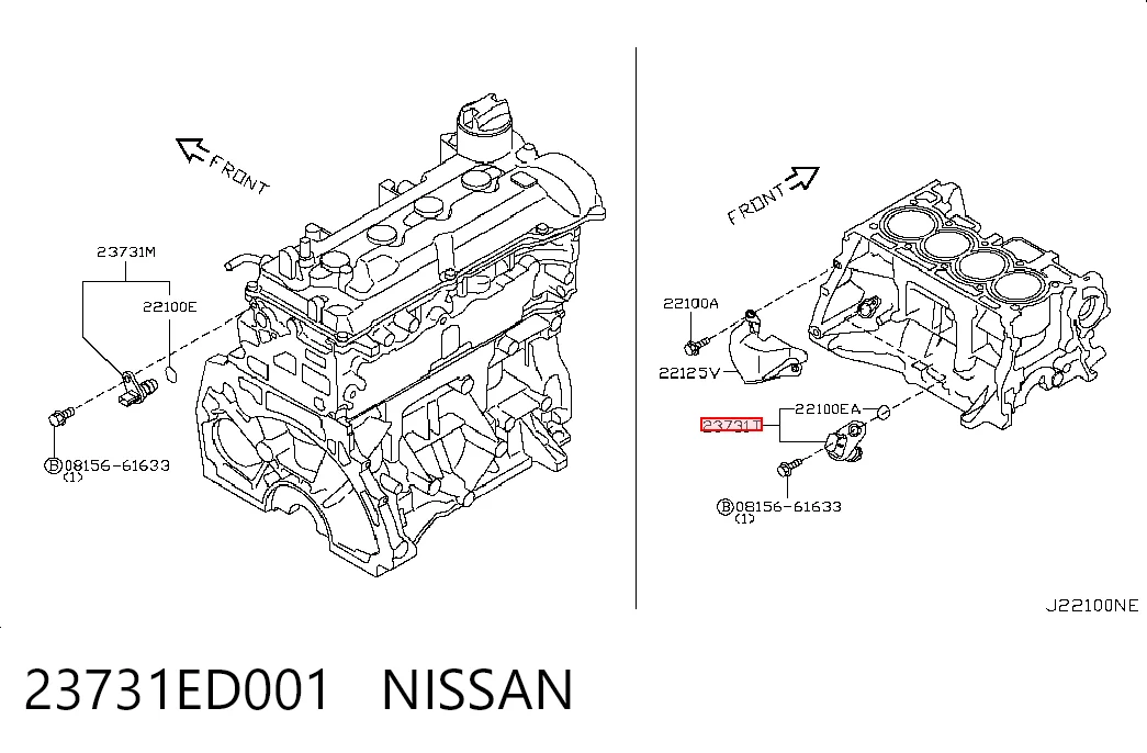 23731ED001 Nissan/Infiniti Sensor de posición del cigüeñal
