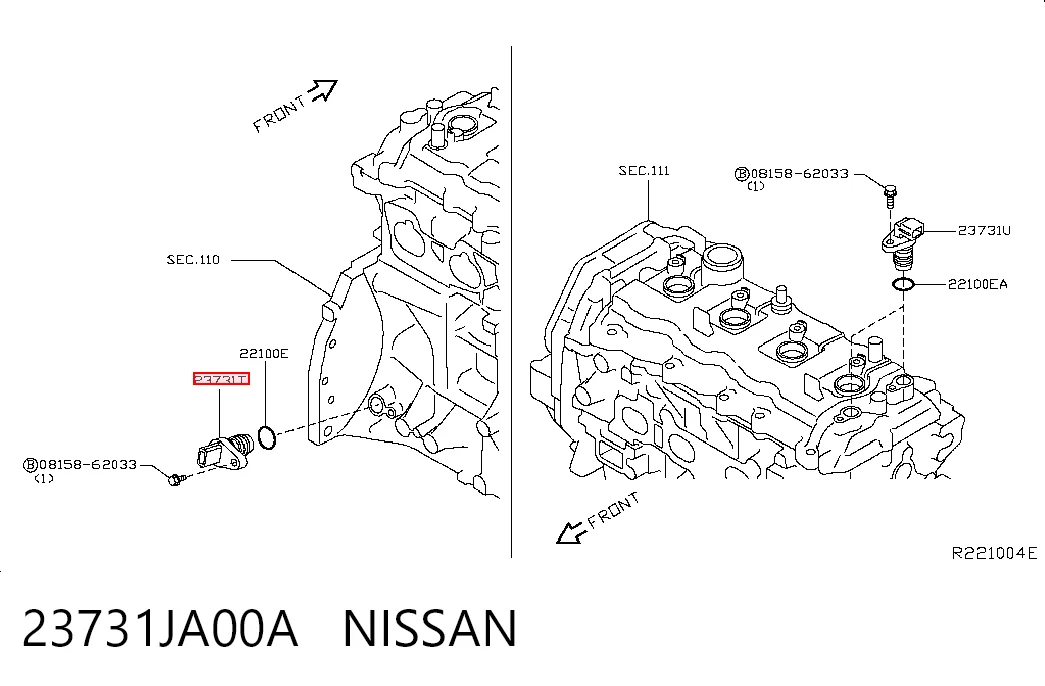 23731JA00A Nissan/Infiniti Sensor de posición del cigüeñal