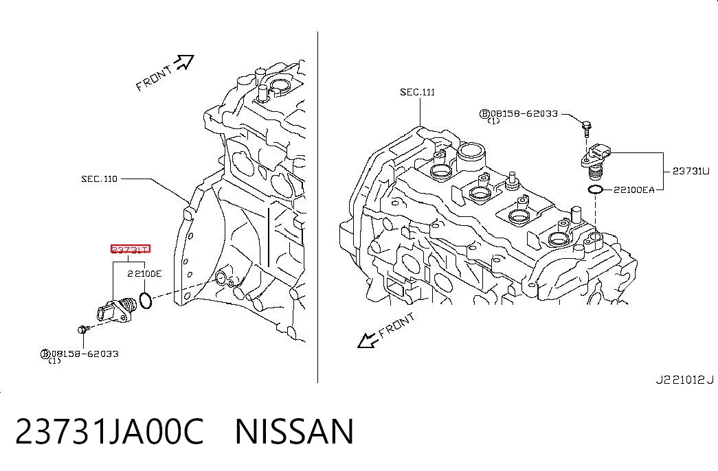 23731JA00C Nissan/Infiniti Sensor de posición del cigüeñal