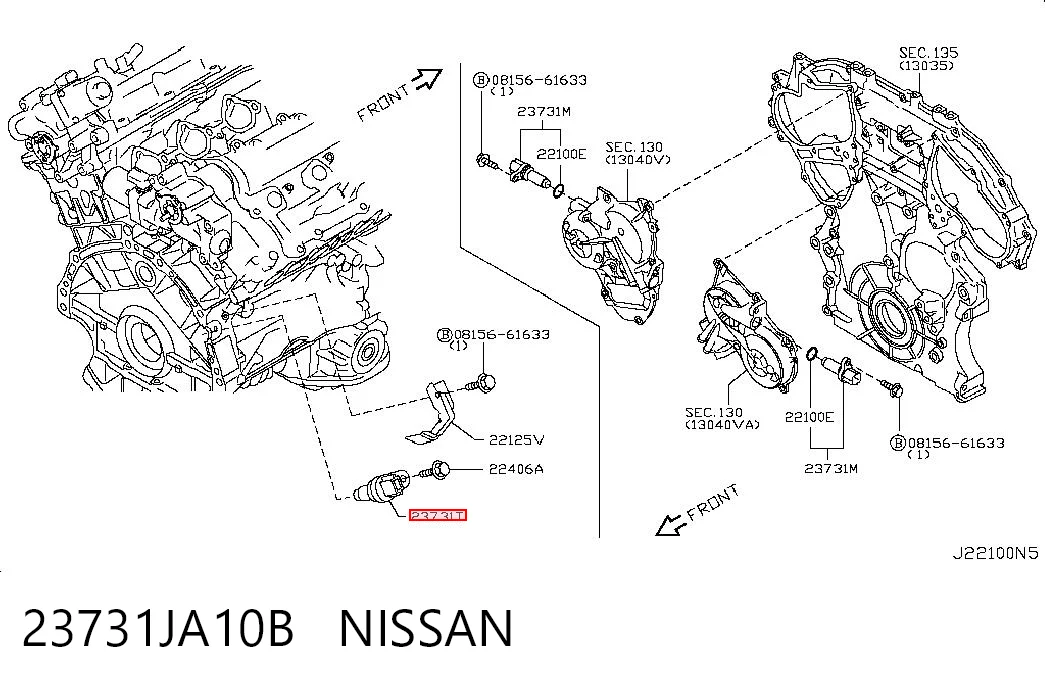 23731JA10B Nissan/Infiniti Sensor de posición del cigüeñal