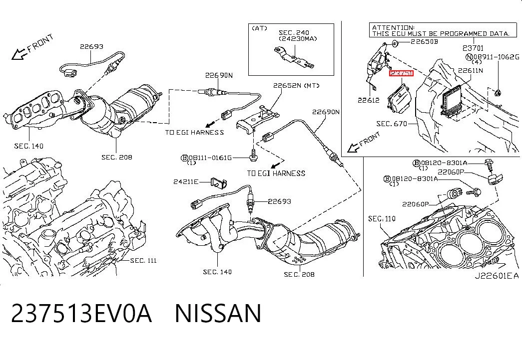 237513EV0A Nissan/Infiniti Módulo de control electrónico de la transmisión automática
