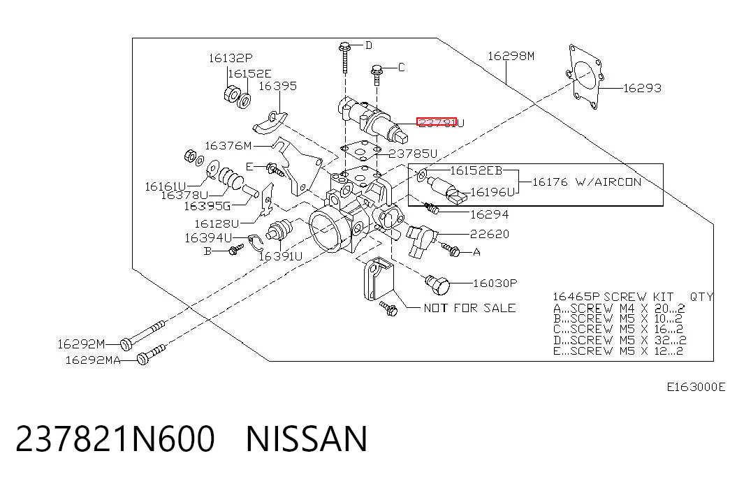 237821N600 Nissan/Infiniti Regulador de ralentí
