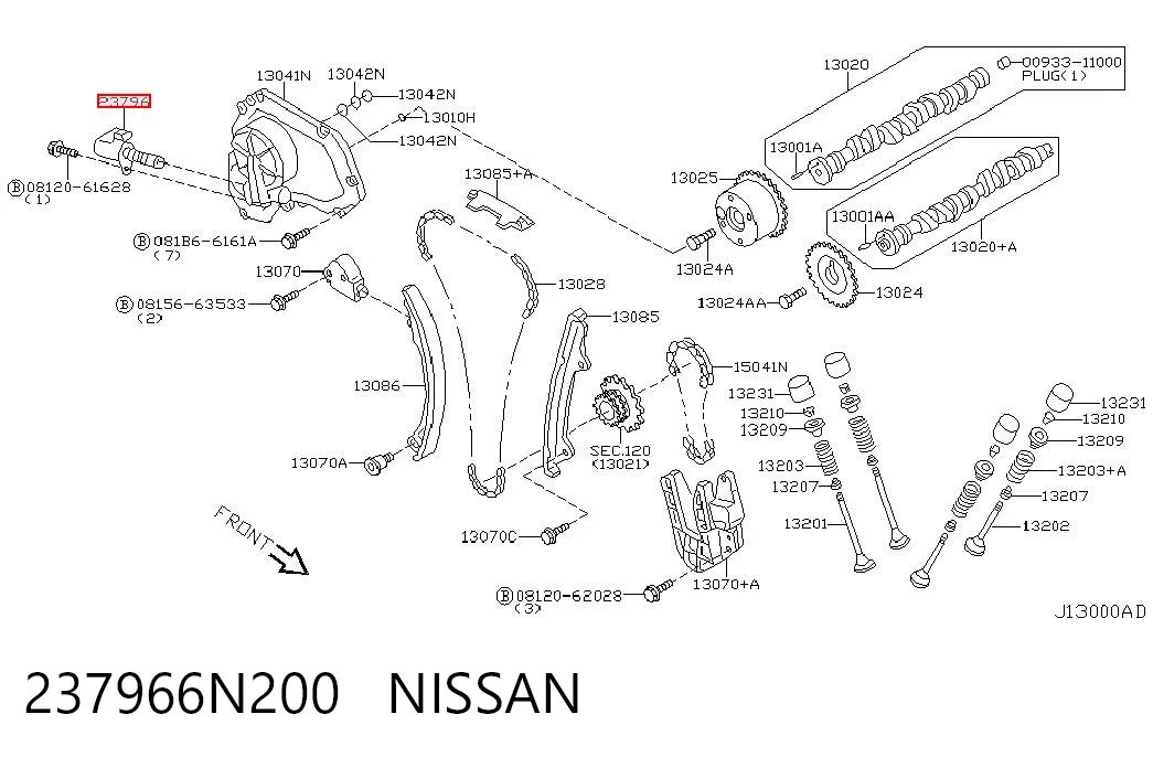 237966N200 Nissan/Infiniti Válvula solenoide de posición del árbol de levas izquierda