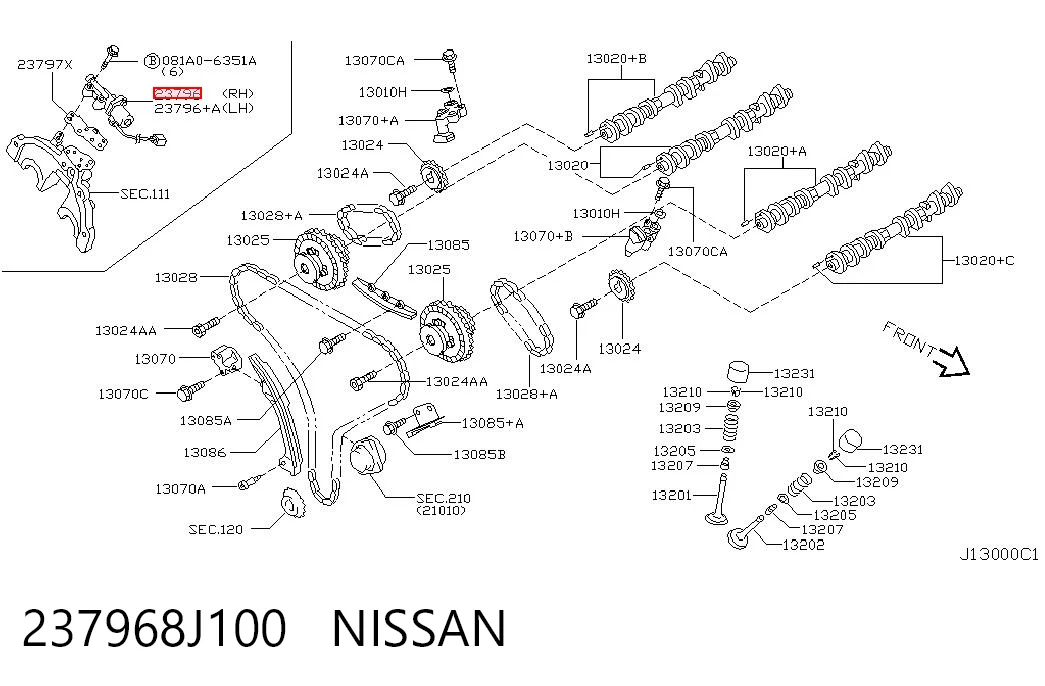 237968J100 Nissan/Infiniti Válvula solenoide de posición del árbol de levas derecha