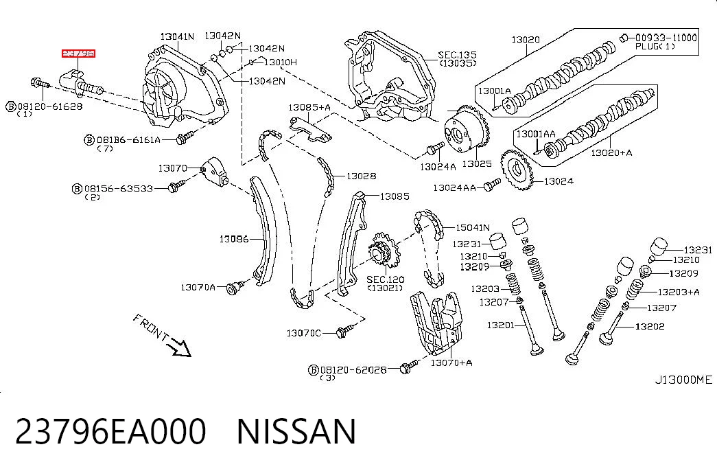 23796EA000 Nissan/Infiniti Válvula solenoide de posición del árbol de levas izquierda