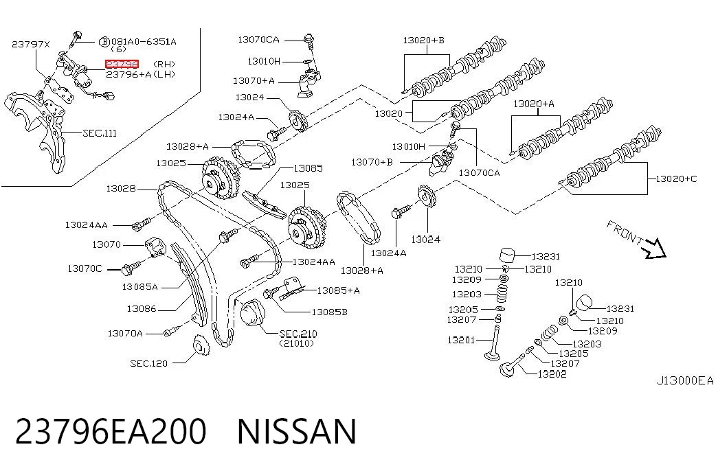 23796EA200 Nissan/Infiniti Válvula solenoide de posición del árbol de levas derecha