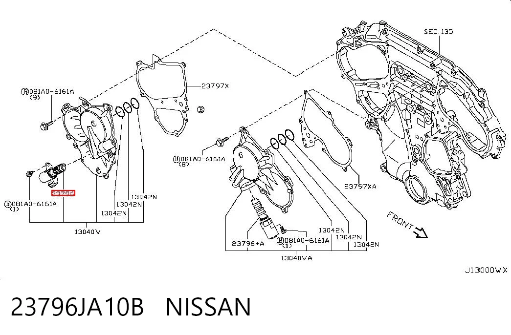 23796JA10B Nissan/Infiniti Válvula control, ajuste de levas