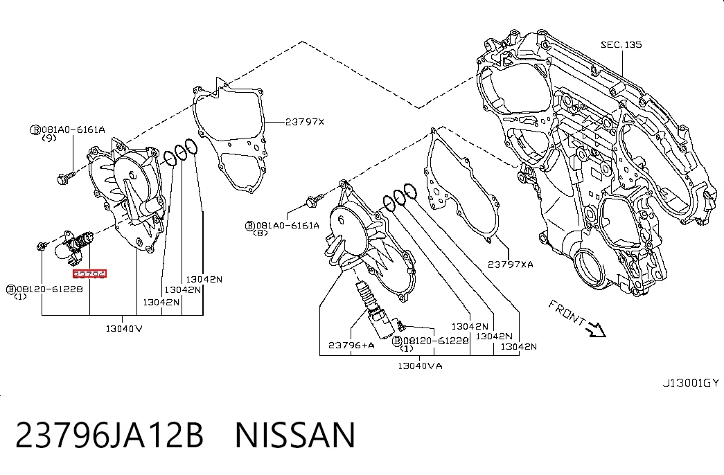23796JA12B Nissan/Infiniti Válvula control, ajuste de levas