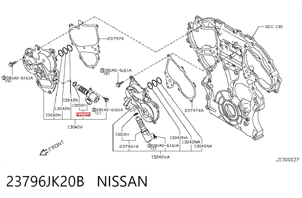 23796JK20B Nissan/Infiniti Válvula solenoide de posición del árbol de levas derecha