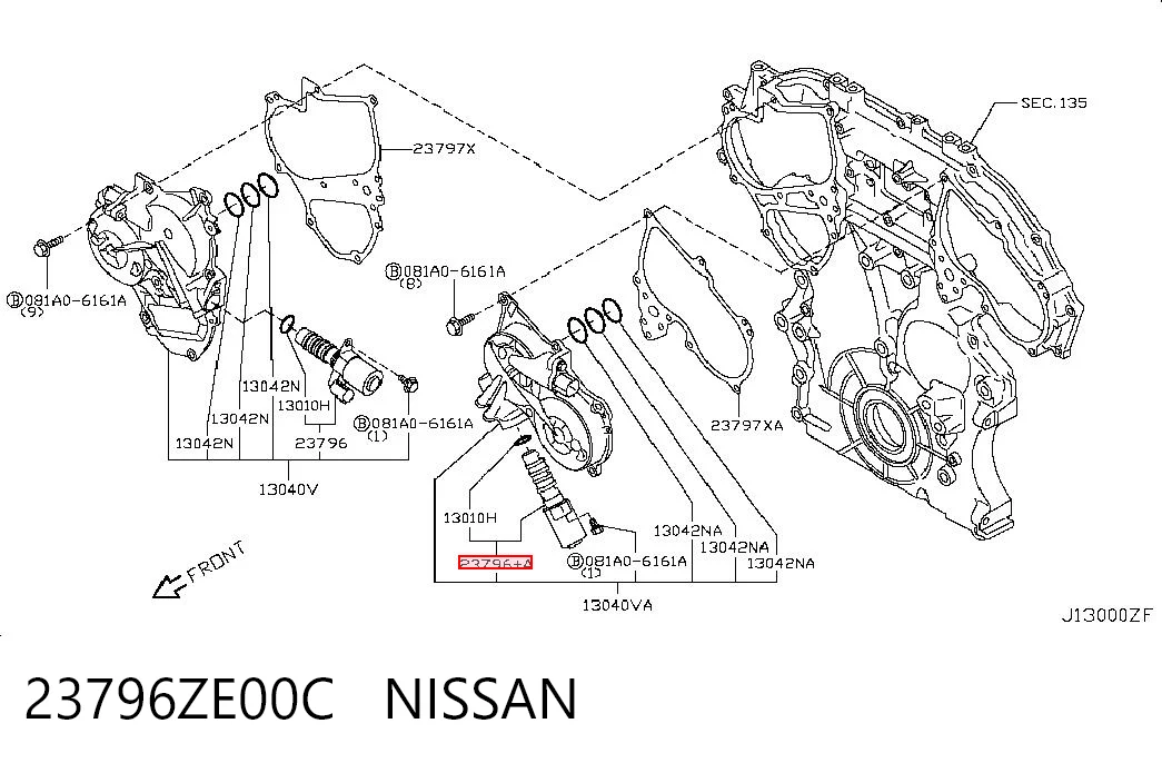 23796ZE00C Nissan/Infiniti Válvula solenoide de posición del árbol de levas izquierda