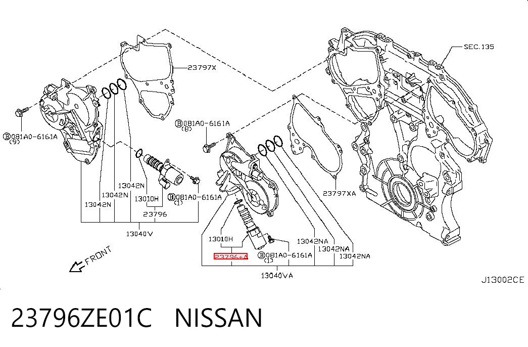 23796ZE01C Nissan/Infiniti Válvula solenoide de posición del árbol de levas izquierda