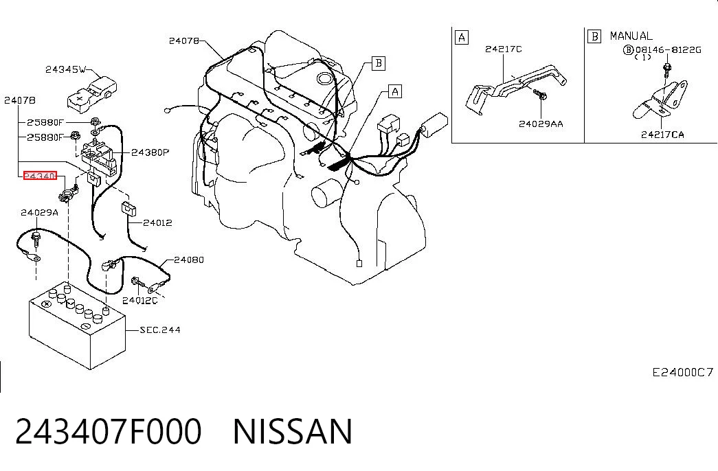 243407F000 Nissan/Infiniti Terminal de batería