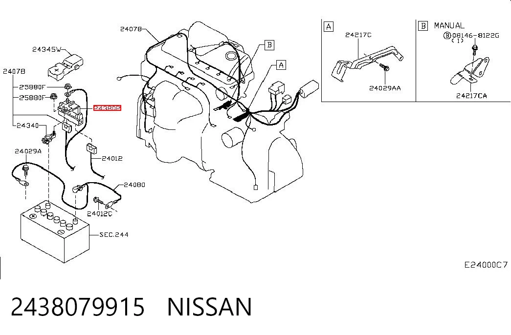 2438079915 Nissan/Infiniti Caja de relés y fusibles