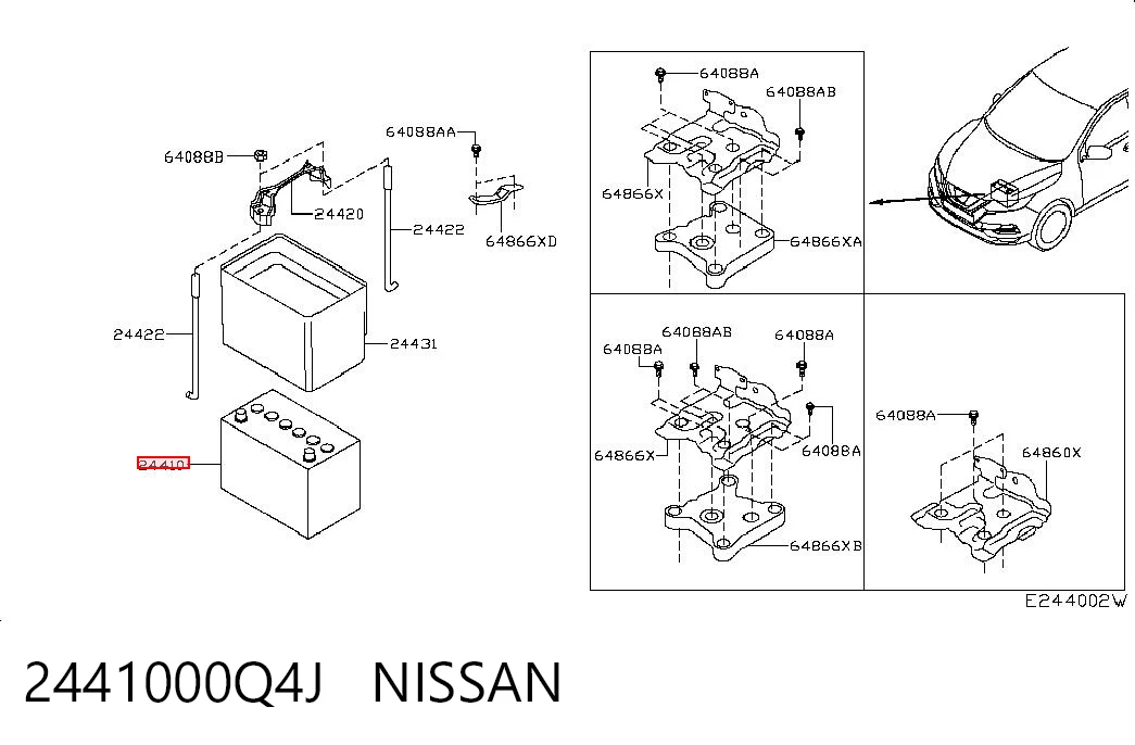 Batería de arranque NISSAN 2441000Q4J