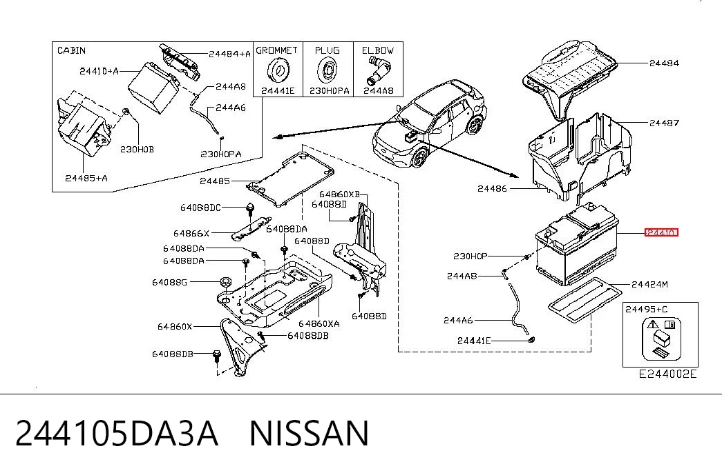 Batería de arranque NISSAN 244105DA3A