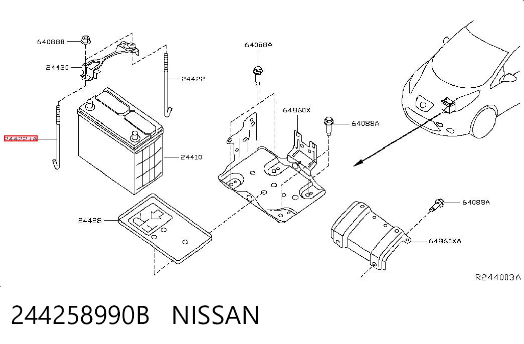 244258990B Nissan/Infiniti Perno de sujeción de la batería
