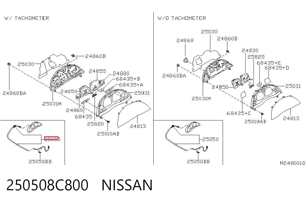 Cable del velocímetro 250508C800 NISSAN