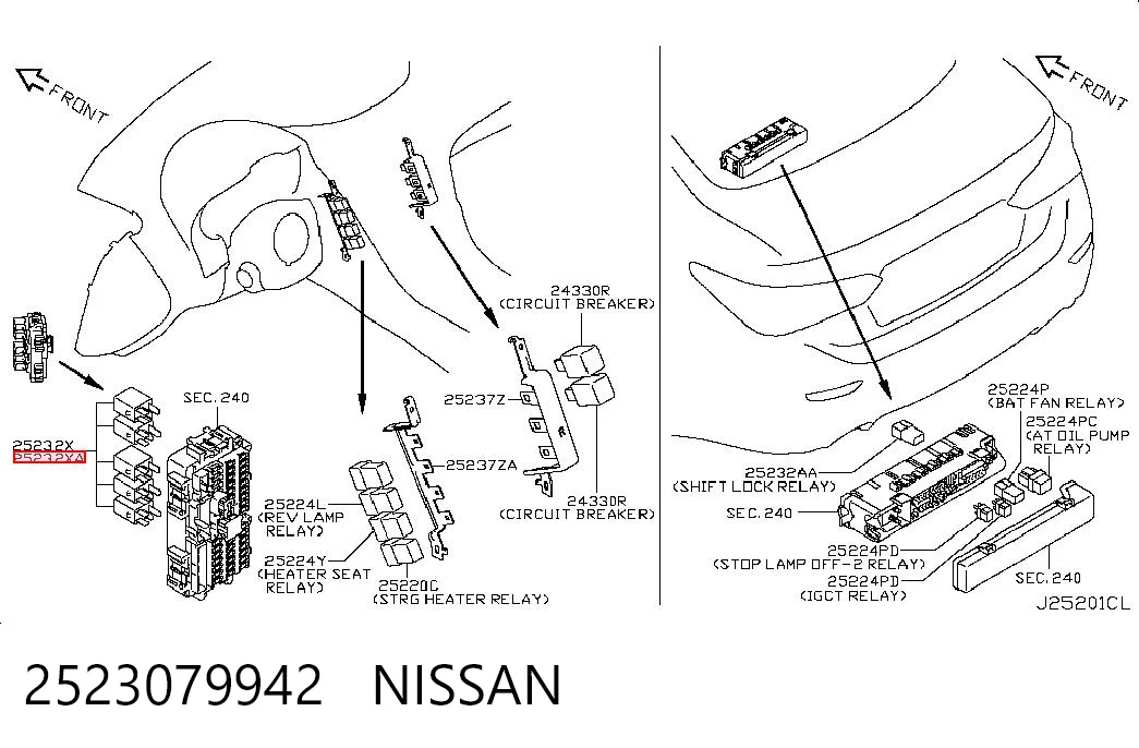 2523079942 Nissan/Infiniti Relé de ventilador de aire acondicionado