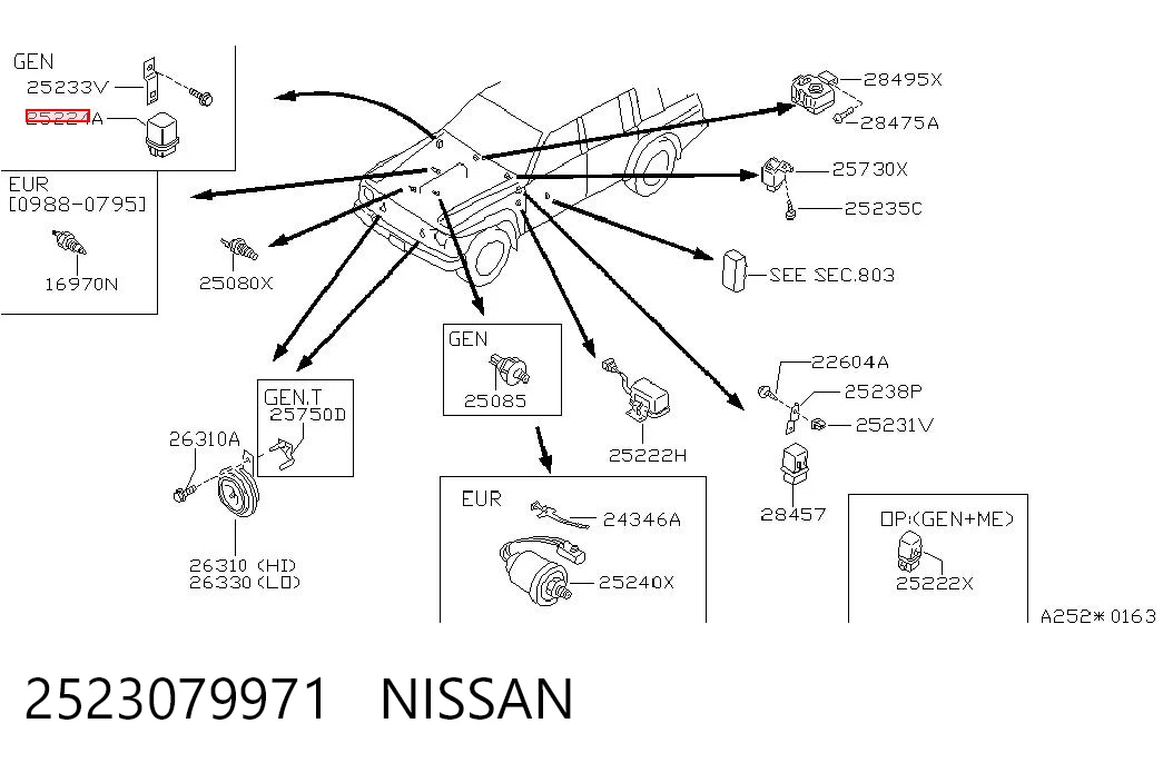 2523079971 Nissan/Infiniti Relé eléctrico multifuncional