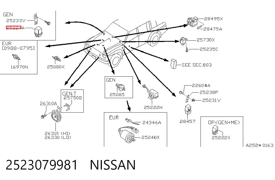 2523079981 Nissan/Infiniti Relé eléctrico multifuncional