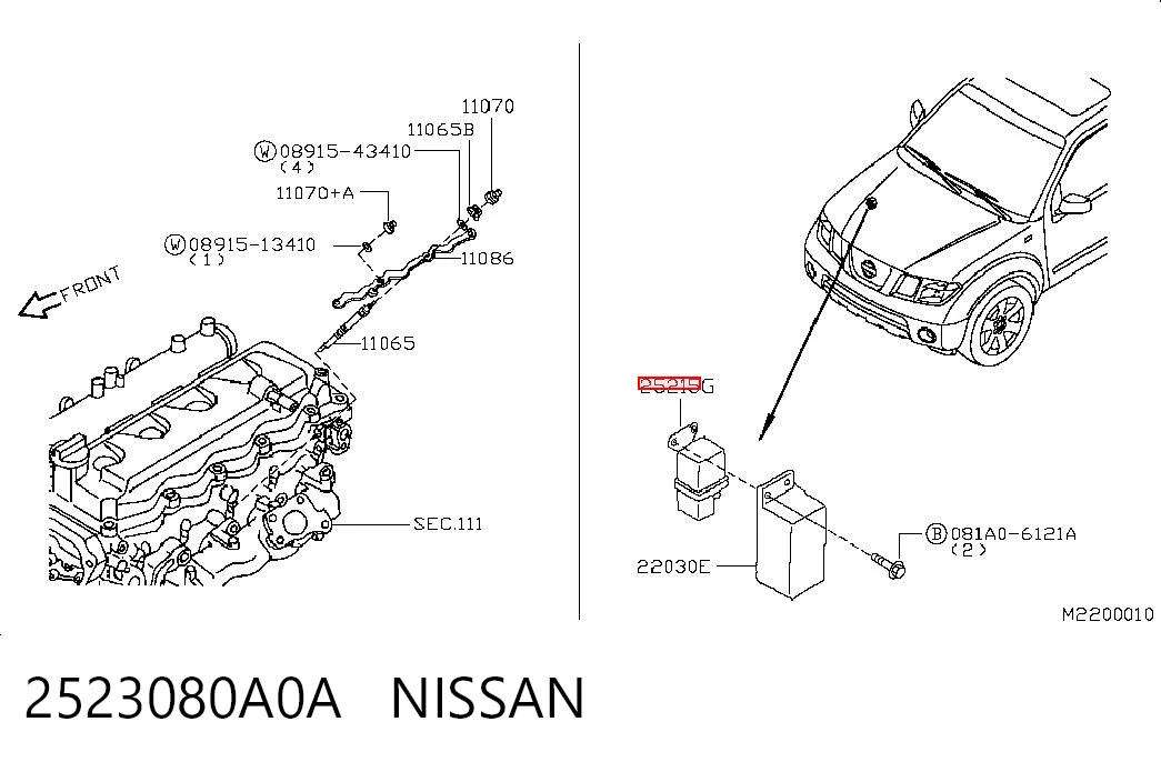 2523080A0A Nissan/Infiniti Relé de bujías incandescentes
