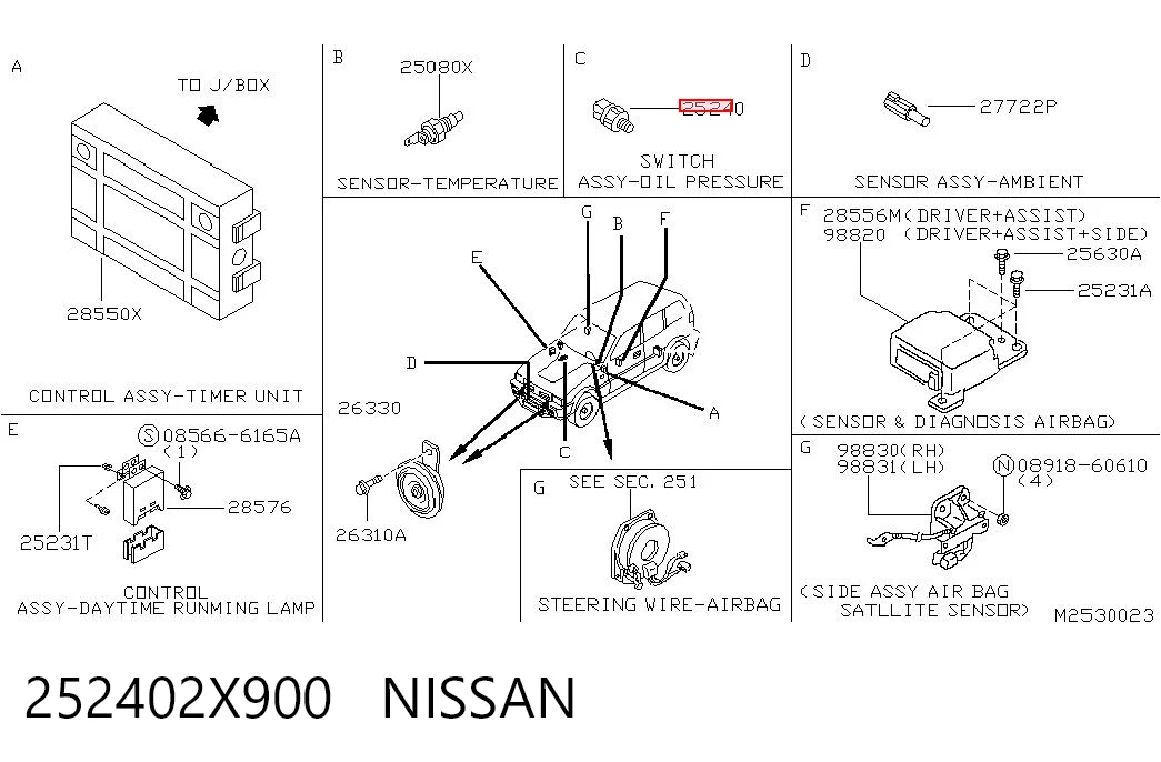 Sensor de presión de aceite 252402X900 NISSAN