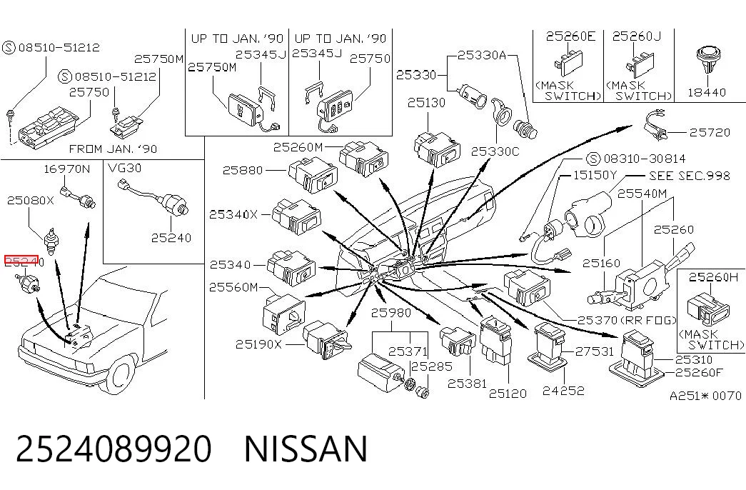 2524089920 Nissan/Infiniti Indicador de presión del aceite