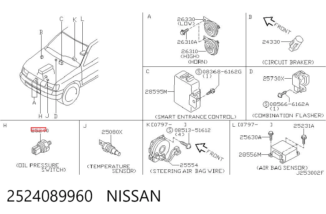 2524089960 Nissan/Infiniti Indicador de presión del aceite
