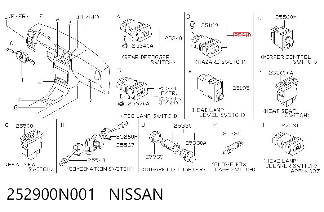 Boton de luz de emergencía para Nissan Almera I N15