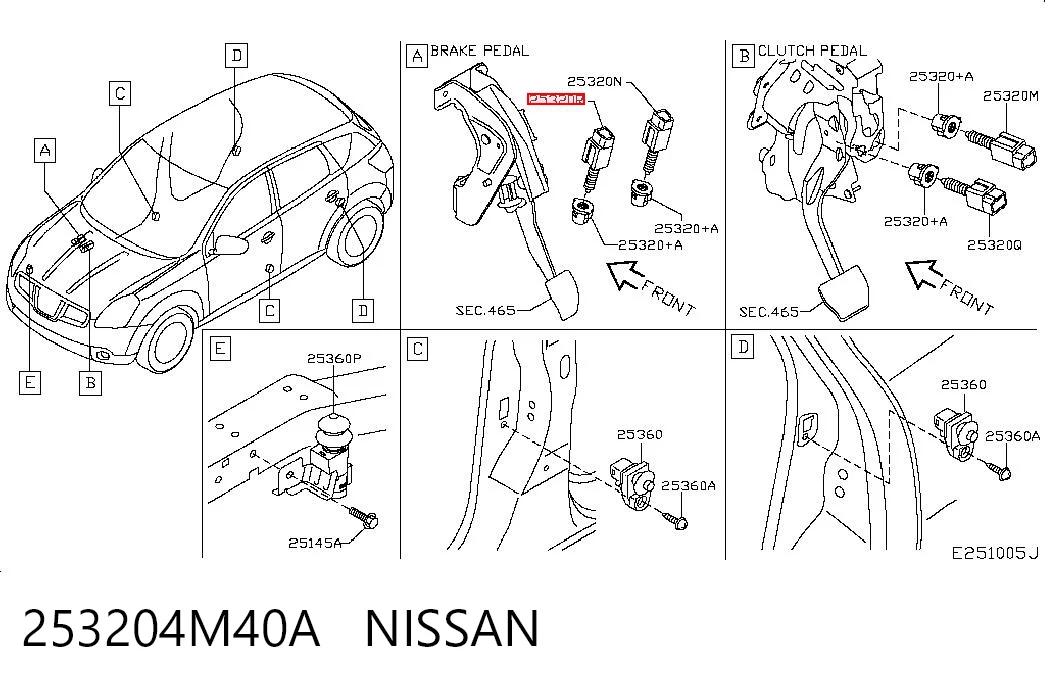 253204M40A Nissan/Infiniti Interruptor luces de freno